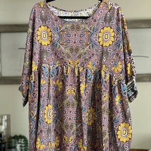 SHEIN Floral Print Blouse - Yellow and Blue Accents
